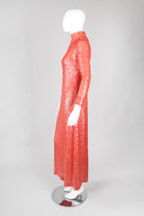 Recess Los Angeles Vintage 60s Sheer Iridescent Sequined High Neck Sheath Column Gown