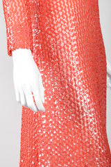 Recess Los Angeles Vintage 60s Sheer Iridescent Sequined High Neck Sheath Column Gown