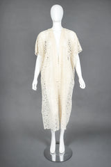 Recess Designer Consignment Vintage Sheer Bobbin Lace KImono Robe Duster Jacket Bridal Wedding Honeymoon Los Angeles Resale