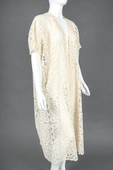 Recess Designer Consignment Vintage Sheer Bobbin Lace KImono Robe Duster Jacket Bridal Wedding Honeymoon Los Angeles Resale