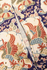 Recess Los Angeles Vintage Japanese Folk Print Silk Kimono Caftan