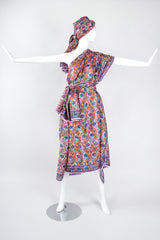 Recess Los Angeles Designer Consignment Vintage Oversized Hand-blocked Bagh Indian Silk Shawl Scarf Sarong