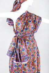 Recess Los Angeles Designer Consignment Vintage Oversized Hand-blocked Bagh Indian Silk Shawl Scarf Sarong