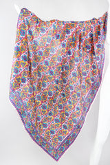 Recess Los Angeles Designer Consignment Vintage Oversized Hand-blocked Bagh Indian Silk Shawl Scarf Sarong