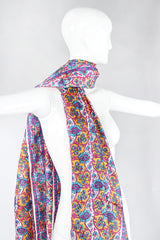 Recess Los Angeles Designer Consignment Vintage Oversized Hand-blocked Bagh Indian Silk Shawl Scarf Sarong