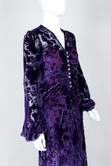 Vintage Sheer Silk Velvet Burnout Gown with Lining Slip on Mannequin, bodice