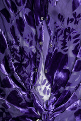 Vintage Sheer Silk Velvet Burnout Gown, front snap detail