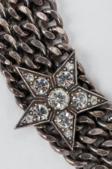 Vintage Unsigned Starry Curb Chain Collar Necklace Star Detail