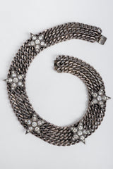 Vintage Unsigned Starry Curb Chain Collar Necklace Swirled on Grey
