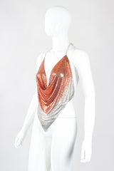 Recess Los Angeles Designer Consignment Vintage Ombre Liquid Metal Mesh Halter Top Whiting Davis