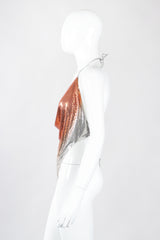 Recess Los Angeles Designer Consignment Vintage Ombre Liquid Metal Mesh Halter Top Whiting Davis