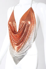 Recess Los Angeles Designer Consignment Vintage Ombre Liquid Metal Mesh Halter Top Whiting Davis