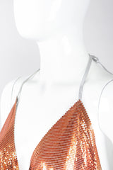 Recess Los Angeles Designer Consignment Vintage Ombre Liquid Metal Mesh Halter Top Whiting Davis
