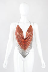 Recess Los Angeles Designer Consignment Vintage Ombre Liquid Metal Mesh Halter Top Whiting Davis