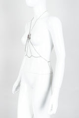 Vintage Unsigned Rhinestone Body Chain Angle at Recess LA