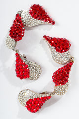 Vintage Unsigned Rhinestone Falling Heart Earrings at Recess