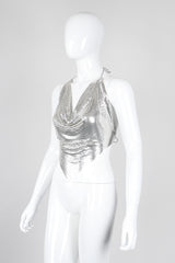 Recess Los Angeles Vintage Unsigned Liquid Mercury Silver Chrome Mesh Halter Top Whiting Davis