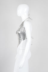 Recess Los Angeles Vintage Unsigned Liquid Mercury Silver Chrome Mesh Halter Top Whiting Davis