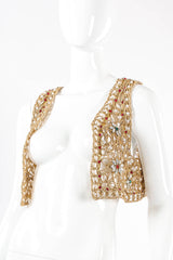 Vintage Jeweled Crochet Rope Vest mannequin front @ Recess Los Angeles