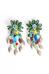 Vintage Whimsical Millefiori Bead Flower Earrings front pair @ Recess LA