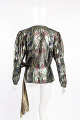 Vintage Metallic Mardi Gras Wrap Blouse on Mannequin back at Recess Los Angeles