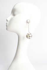 Vintage Mother-Of-Pearl Ball Drop Earrings on mannequin at Recess Los Angeles