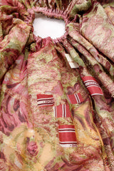 Vintage Lamé Foliage Duster Robe cuff detail/ribbon tappered on inverse fabric @ Recess LA