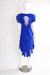 Vintage Signed "MJ" Goddess Print Suede Dress mannequin back @ Recess LA