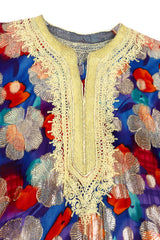 Metallic floral caftan neckline detail @recessla