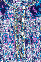 Vintage gauzy floral peasant dress flat lay buttons close @recessla