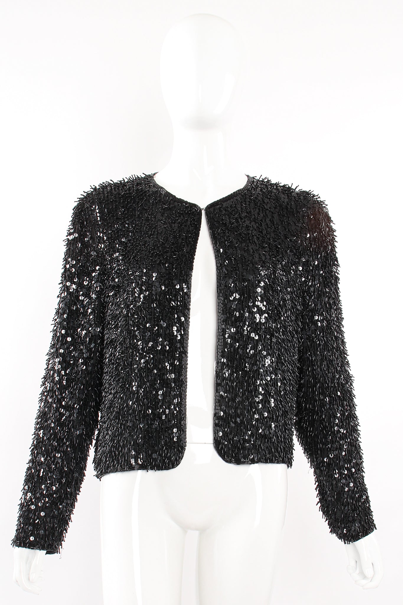 Vintage Nagpal India Nubby Spiny Beaded Sequin Jacket on Mannequin front at Recess LA
