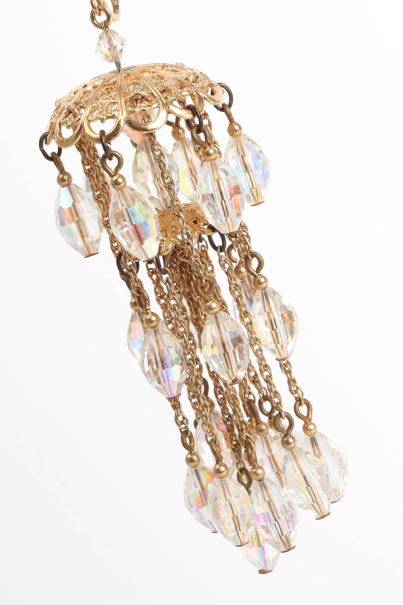 Vintage Napier Tiered Crystal Chandelier Earrings chandelier drape dangle  @ Recess Los Angeles