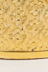 Vintage Neiman Marcus Gold Metal Floral Vanity Case Box Bag distress at front bottom