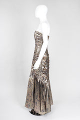 Recess Los Angeles Vintage Neiman Marcus Ruched Liquid Gold Lamé Gown