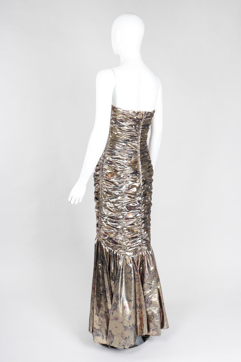 Recess Los Angeles Vintage Neiman Marcus Ruched Liquid Gold Lamé Gown