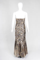 Recess Los Angeles Vintage Neiman Marcus Ruched Liquid Gold Lamé Gown