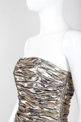 Recess Los Angeles Vintage Neiman Marcus Ruched Liquid Gold Lamé Gown
