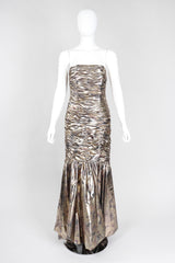 Recess Los Angeles Vintage Neiman Marcus Ruched Liquid Gold Lamé Gown