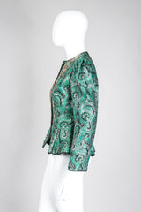 Recess Los Angeles Vintage Neiman Marcus Emerald Jeweled Brocade Peplum Jacket