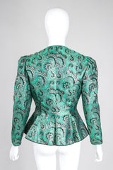 Recess Los Angeles Vintage Neiman Marcus Emerald Jeweled Brocade Peplum Jacket