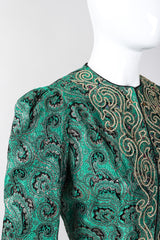 Recess Los Angeles Vintage Neiman Marcus Emerald Jeweled Brocade Peplum Jacket