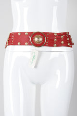 Recess Los Angeles Vintage Nitanova Medusa Medallion Leather Contour Strip Belt