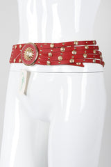 Recess Los Angeles Vintage Nitanova Medusa Medallion Leather Contour Strip Belt