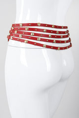 Recess Los Angeles Vintage Nitanova Medusa Medallion Leather Contour Strip Belt