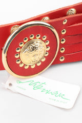 Recess Los Angeles Vintage Nitanova Medusa Medallion Leather Contour Strip Belt