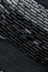 Vintage Asymmetrical Beaded Flame Cocktail Dress missing beads