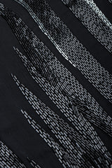 Vintage Asymmetrical Beaded Flame Cocktail Dress beaded fabric detail