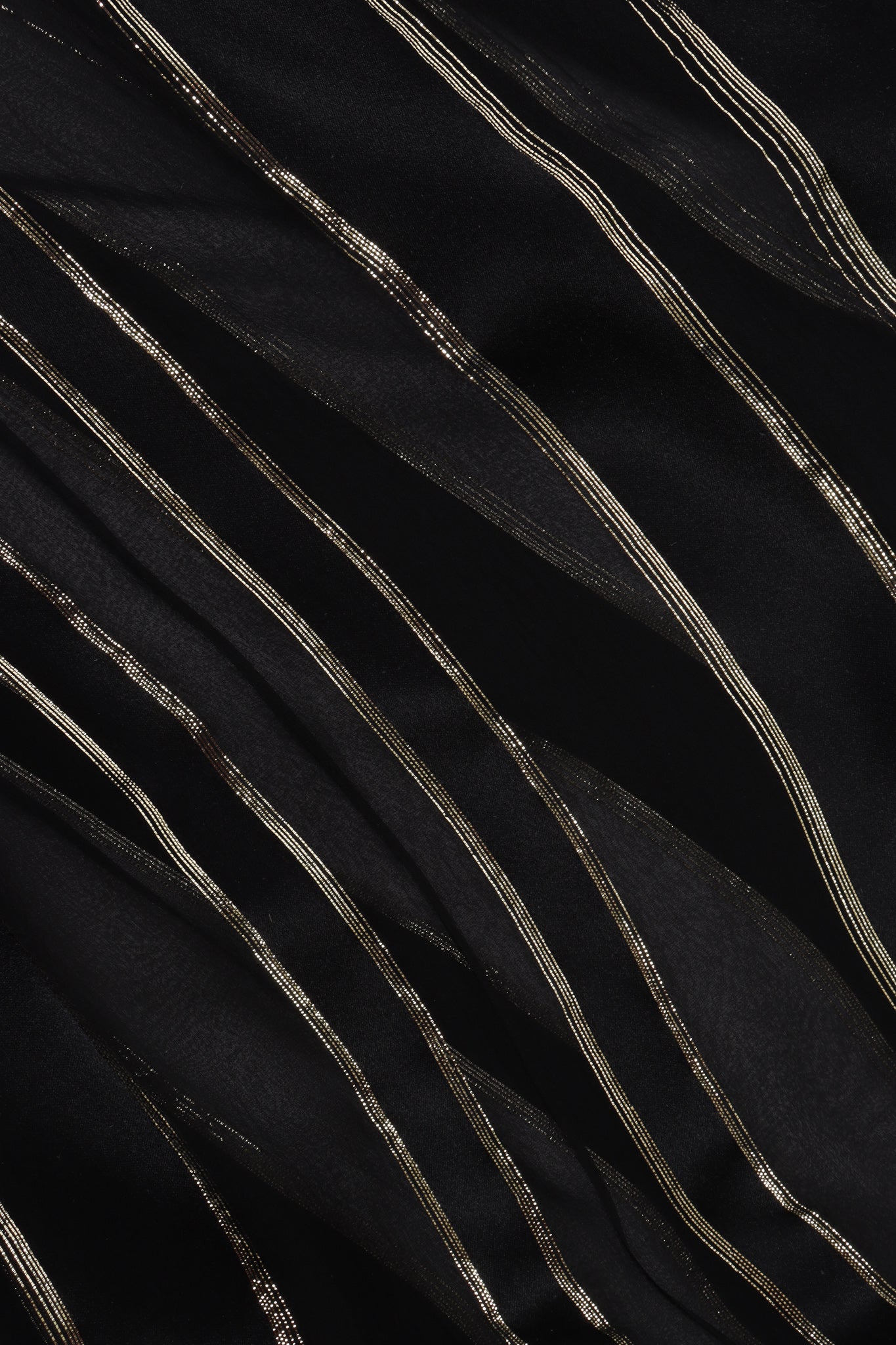 Vintage Nolan Miller Striped Metallic Pussy Bow Midi Dress fabric crop at Recess Los Angeles