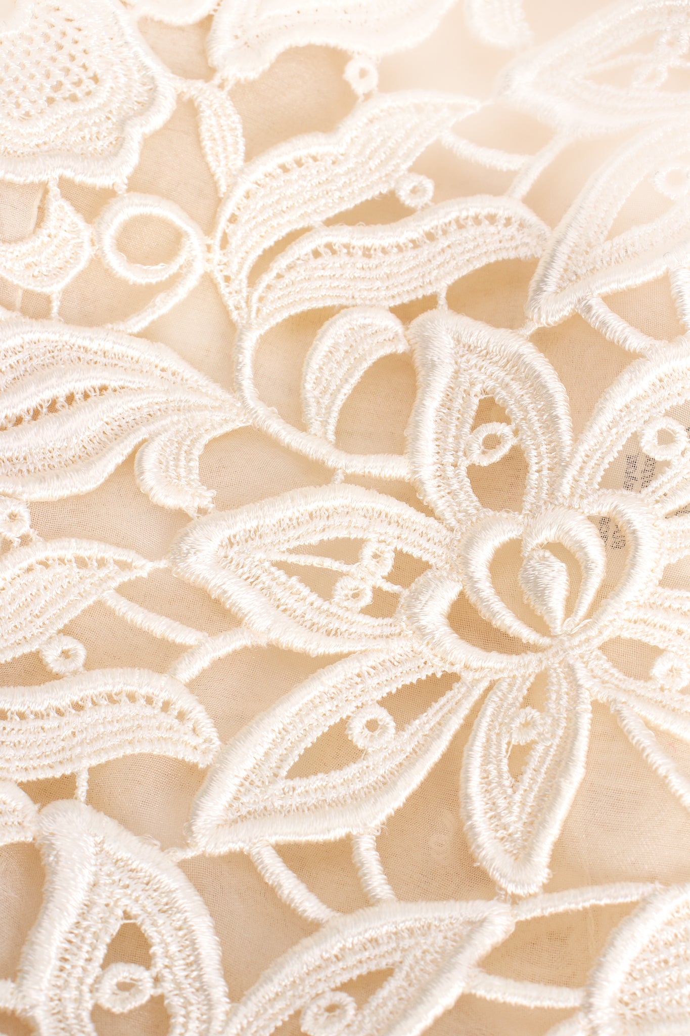 Vintage Nolan Miller Dynasty Lace Ruffle Bridal Wedding Jacket lace detail at Recess LA
