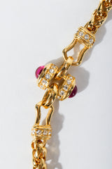 Vintage Nolan Miller Pink Jeweled Cabochon and Rhinestone Detail